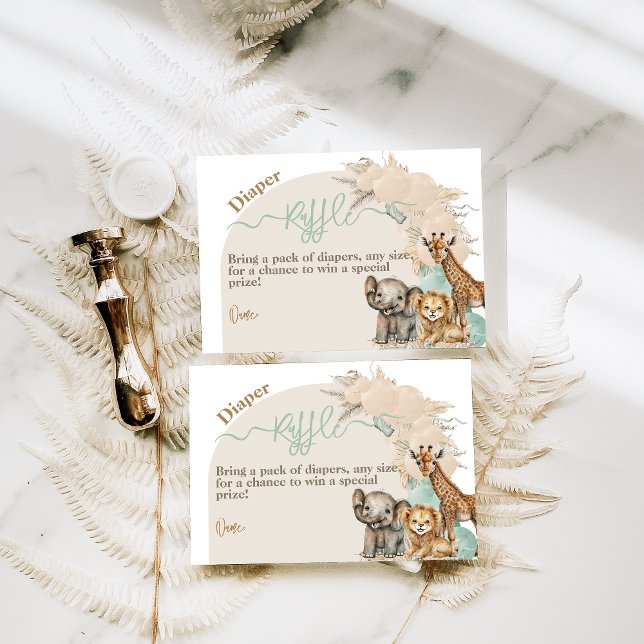 Safari animal Boho Oh Boy Baby Shower diaper Enclosure Card (Creator Uploaded)
