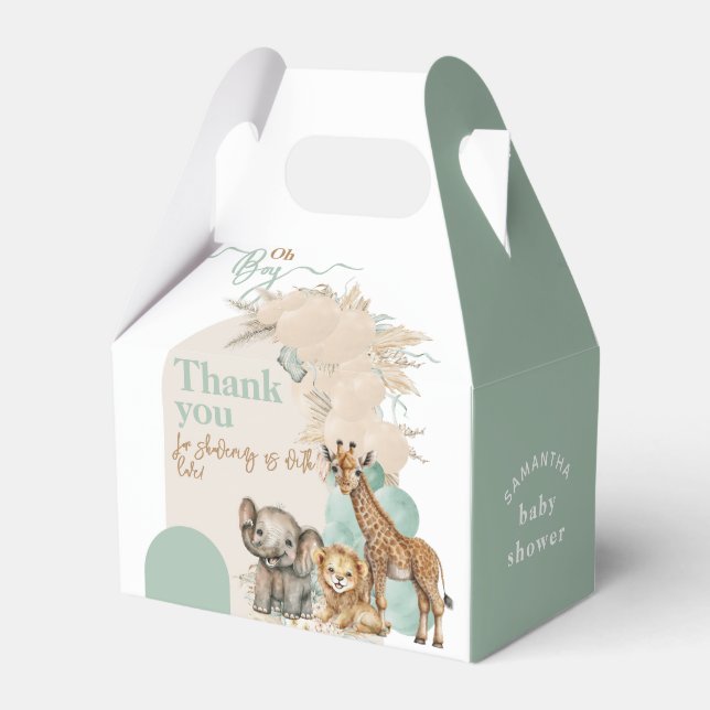 Safari animal Boho Oh Boy Baby Shower  Favour Box (Front Side)