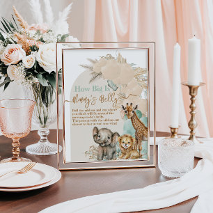 Safari animal Boho Oh Boy Baby Shower Mum Belly Poster