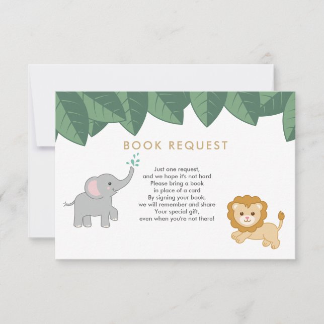 Safari animal book request Card (Front)