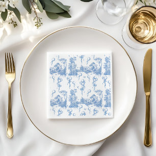 Safari Animal Dusty Blue Toile Baby Boy Shower Napkin