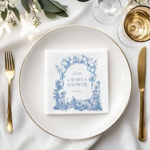 Safari Animal Dusty Blue Toile Baby Boy Shower Napkin