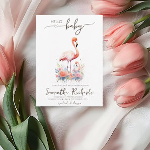 Safari Animal Flamingo Floral Mum Baby Shower Invitation