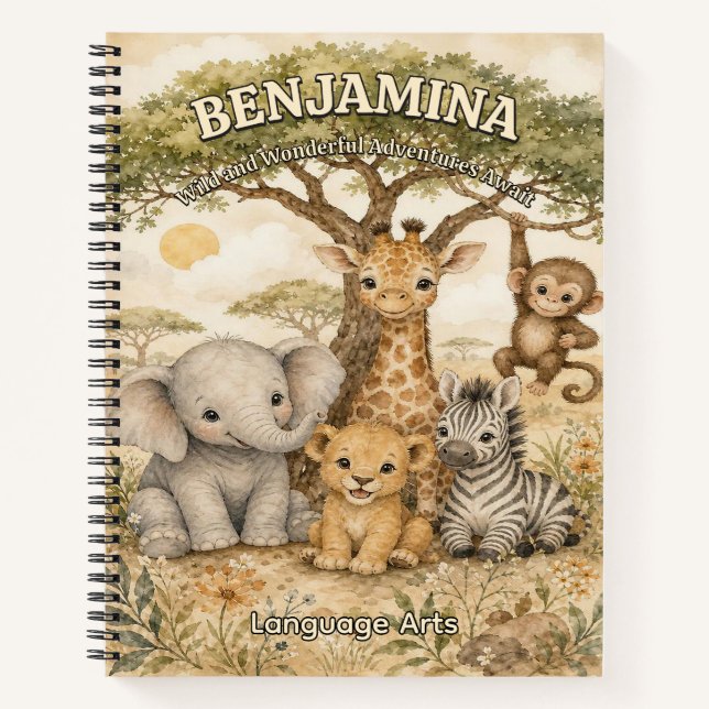 Safari Animal Friends Learning Adventure Notebook (Front)
