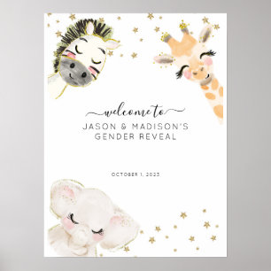 Safari Animal Gender Reveal Welcome Sign