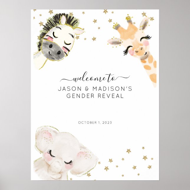 Safari Animal Gender Reveal Welcome Sign (Front)