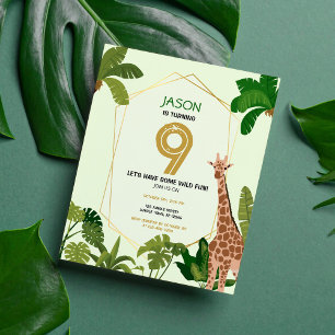  Safari Animal Giraffe Budget Birthday Invitation