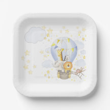 Safari Animal Hot Air Balloon Plates