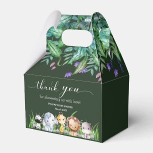 Safari Animal Jungle Green boy Baby Shower Favour Box