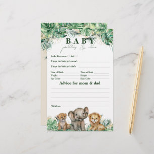 Safari Animal Jungle Green & Gold baby shower game