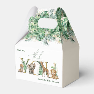 Safari Animal Jungle Green & Gold boy Baby Shower Favour Box