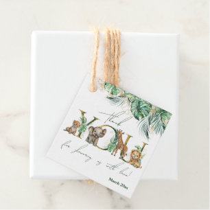 Safari Animal Jungle Green & Gold boy Baby Shower Favour Tags