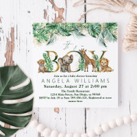 Safari Animal Jungle Green & Gold boy Baby Shower
