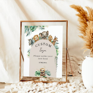 Safari Animal Jungle Modern Baby Shower Custom Poster
