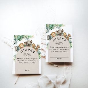 Safari Animal Jungle Modern Baby Shower diaper Enclosure Card