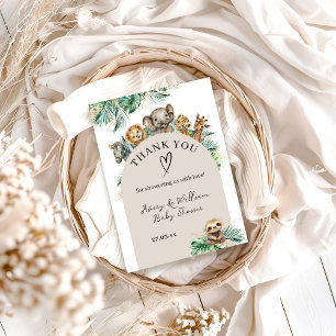 Safari Animal Jungle Modern Baby Shower Thank You Card