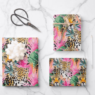 Safari Animal Leopard Colorful Africa Wrapping Paper Sheet