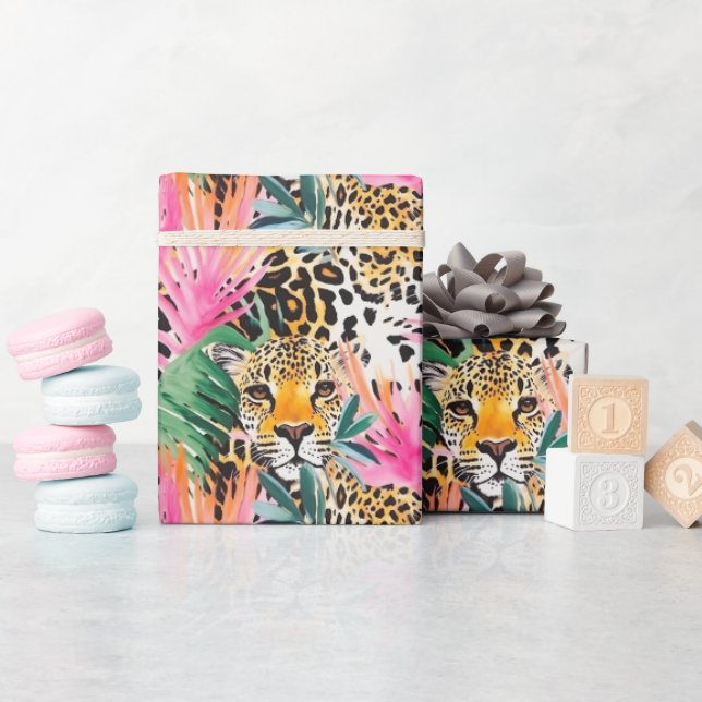 Safari Animal Leopard Colourful Africa Wrapping Paper (Baby Shower)