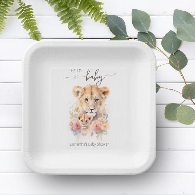Safari Animal Lion Floral Mother & Baby Shower  Paper Plate (Safari Animal Lion Floral Mother & Baby Shower Paper Plates)