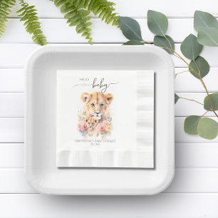 Safari Animal Lion Floral Mum Baby Shower Napkin