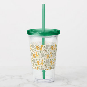 Safari animal nursery print acrylic tumbler