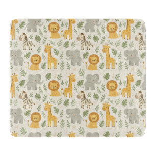 Safari animal nursery print cutting board