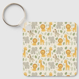 Safari animal nursery print key ring