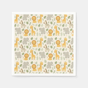 Safari animal nursery print napkin