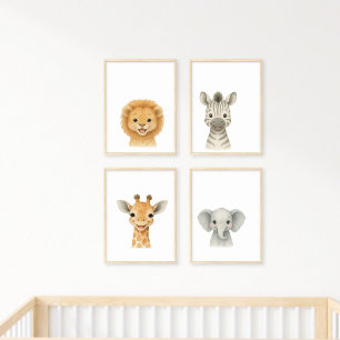 Safari Animal Nursery Wall Art Set Print set