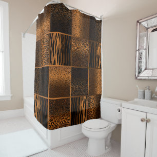Safari Animal Patterns in Deep Golden Browns Shower Curtain