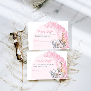 Safari Animal Pink Boho Baby Girl Shower Diaper Enclosure Card