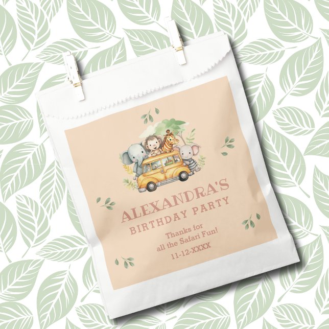 Safari Animal Pink Girl Jungle Birthday Thank You Favour Bag (Creator Uploaded)