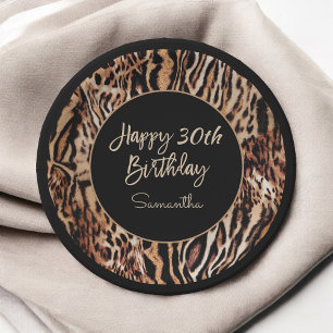 Safari Animal Print 30th Birthday Party for Her Paper Plate