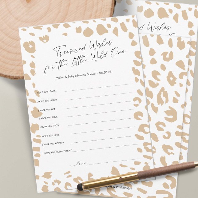 Safari animal Prints Wishes for baby card (Gender Neutral Baby Shower wishes for baby card, Safari Animal Prints Themed Shower.)