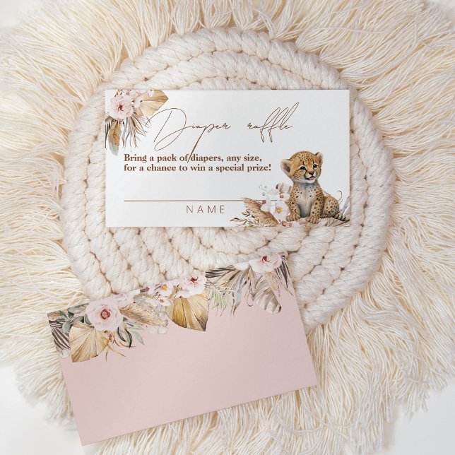 Safari Animal Tropical Floral Girl Diaper Raffle Enclosure Card (Creator Uploaded)