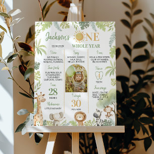 Safari Animal Wild One 1st Birthday Milestone Sign