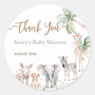 Safari Animal Wild One Baby Boy Shower Classic Round Sticker