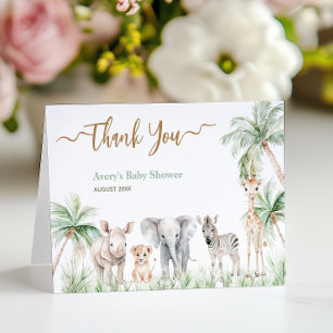 Safari Animal Wild One Baby Boy Shower Thank You Card