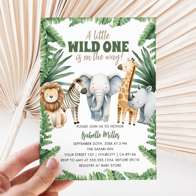 Safari Animal Wild One Gender Neutral Baby Shower  Invitation (Creator Uploaded)