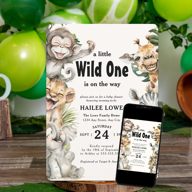 Safari Animal Wild One Jungle Baby Shower Invitation (Creator Uploaded)