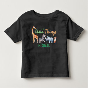 Safari Animal Wild Things Birthday Personalized Toddler T-Shirt