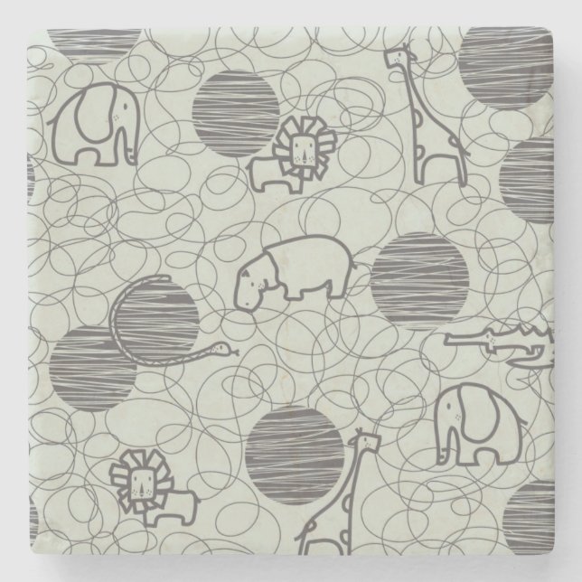 safari animals 1 stone coaster (Front)