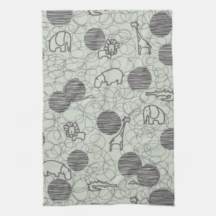 safari animals 1 tea towel