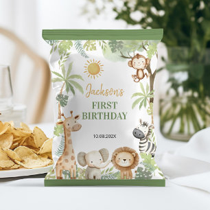 Safari Animals 1st Birthday Chip Bag Wrapper