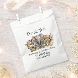 Safari Animals 1st Birthday Party Thank You Favour Bag