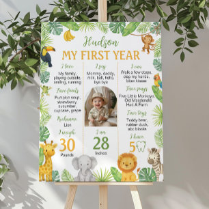 Safari Animals 1st Birthday Photo Milestone Sign