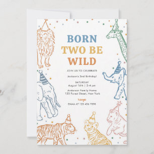 Safari Animals 2nd Birthday Party Invite
