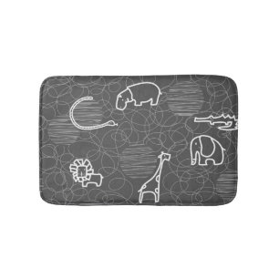 safari animals 5 bath mat