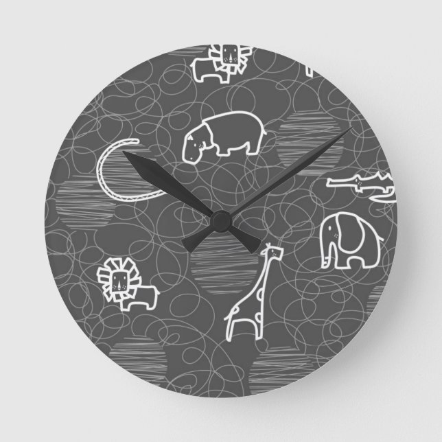 safari animals 5 round clock (Front)