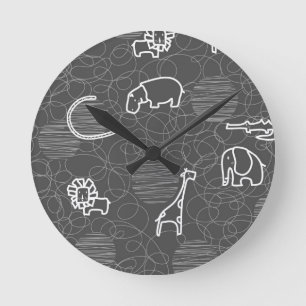 safari animals 5 round clock